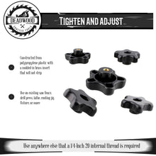 Load image into Gallery viewer, Star Knobs 5pk 1/4”-20 Clamping Knob Threaded Knobs, T Knob, Jig Knobs