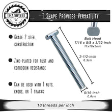 Load image into Gallery viewer, Tee Bolt Set – 20 Pc 2-1/2” Inch T Bolts Woodworking 5/16" Inch Thread