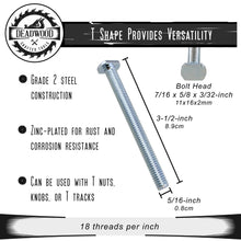 Load image into Gallery viewer, Tee Bolt Set – 20 Pc 3-1/2” Inch T Bolts Woodworking 5/16" Inch Thread