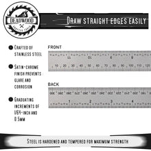 Load image into Gallery viewer, Machinist Ruler 12in Metric and SAE Stainless Steel Engineering Ruler