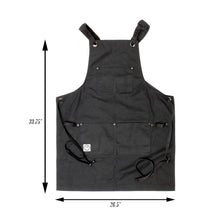 Load image into Gallery viewer, 16oz Waxed Canvas Woodworking Painting Apron w/ Tool Pockets in Black