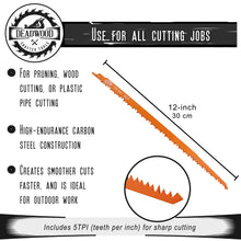 Load image into Gallery viewer, 12in Tree Pruning Reciprocating Saw Blade Set 5pk Steel 5TPI Blades