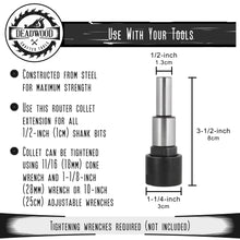 Load image into Gallery viewer, Wood Router Table Collet Bit 1/2 to 2-1/4in Extension for 1/2in Bits