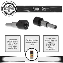 Load image into Gallery viewer, Wood Router Table Collet Bit 1/2 to 2-1/4in Extension for 1/2in Bits