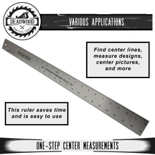 Load image into Gallery viewer, Centering Ruler 24” Inch Woodworking or Embroidery Center Finder
