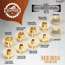 Load image into Gallery viewer, Brass Router Template Guides Bushing and Lock Nuts 10-Piece Set
