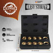 Load image into Gallery viewer, Brass Router Template Guides Bushing and Lock Nuts 10-Piece Set
