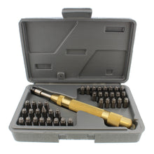 Load image into Gallery viewer, Metal Stamping Tool Kit Stamps &amp; Punch Handle Emboss Engrave Stamp Set
