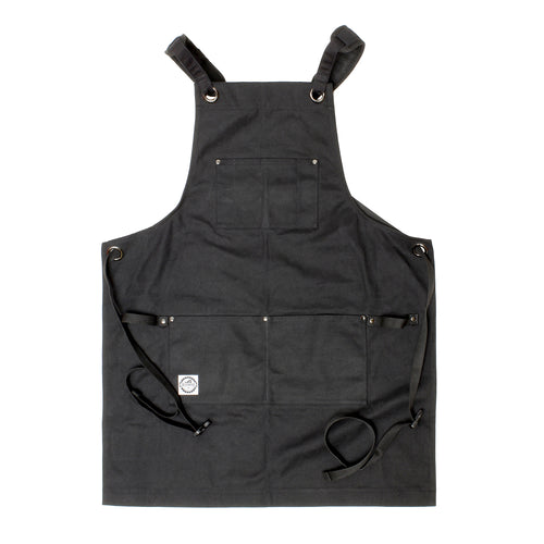 16oz Waxed Canvas Woodworking Painting Apron w/ Tool Pockets in Black