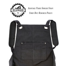 Load image into Gallery viewer, 16oz Waxed Canvas Woodworking Painting Apron w/ Tool Pockets in Black
