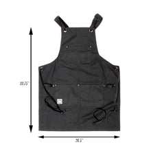 Load image into Gallery viewer, 16oz Waxed Canvas Woodworking Painting Apron w/ Tool Pockets in Black
