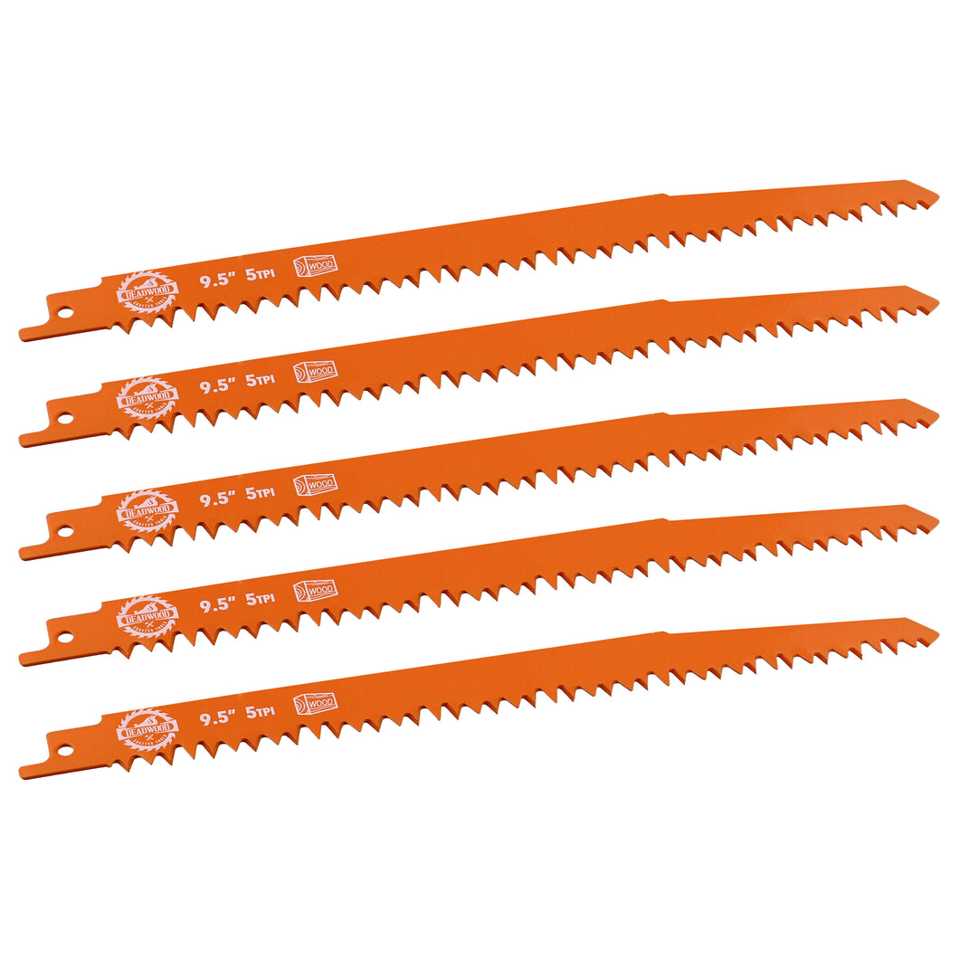 9.5in Wood Pruning Reciprocating Tree Saw Blades 5pk Steel 5TPI Blades