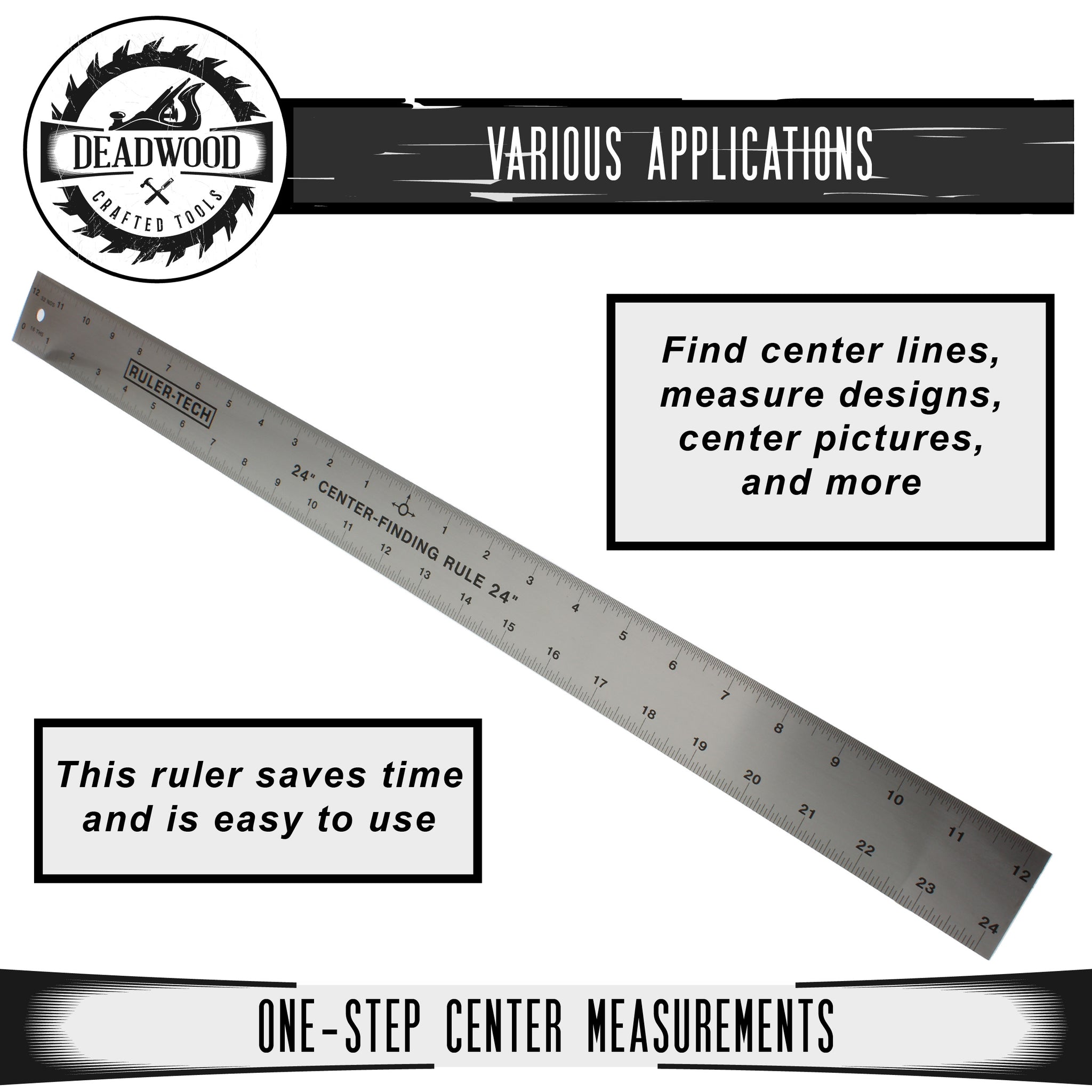 Centering Ruler 24” Inch Woodworking or Embroidery Center Finder ...
