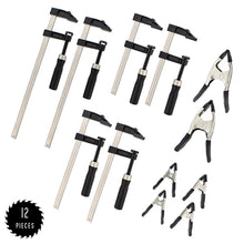 Load image into Gallery viewer, Sliding Arm Bar Clamp Set 12pc Spring and F Clamps Woodworking Clamps

